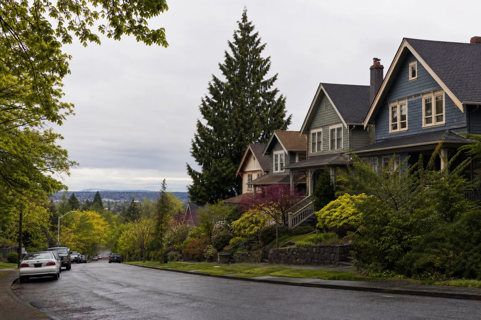 Craftsman homes on a quiet Phinney Ridge street