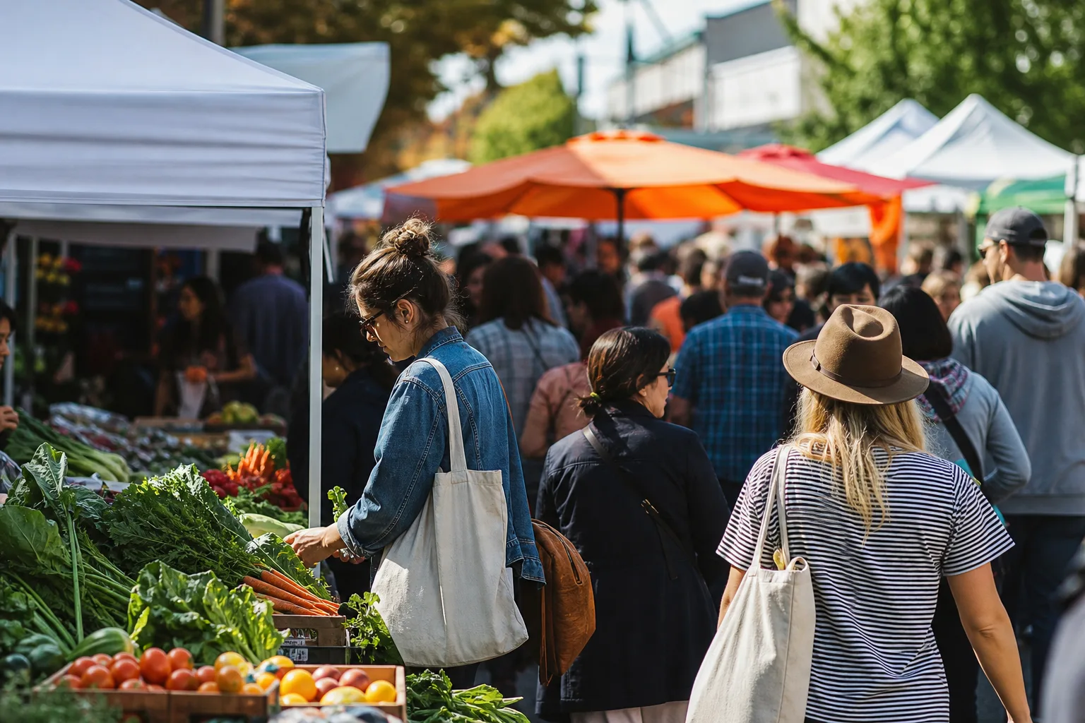 Outdoor neighborhood market stalls in Ballard