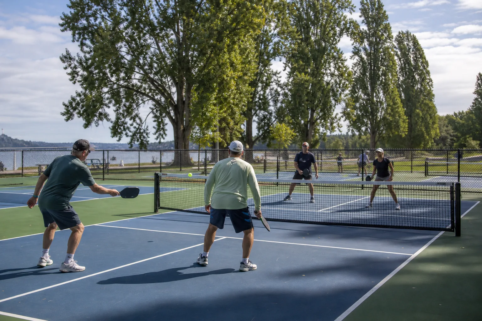 Outdoor pickleball courts in a Seattle park