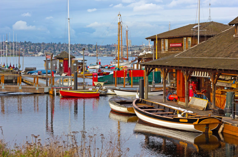wooden boats on South Lake Union